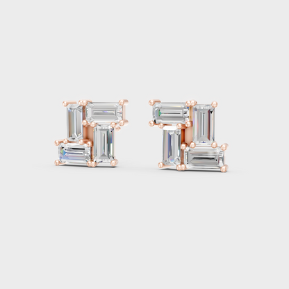 2.88 Ct Baguette Cut Lab Diamond Stud Earrings