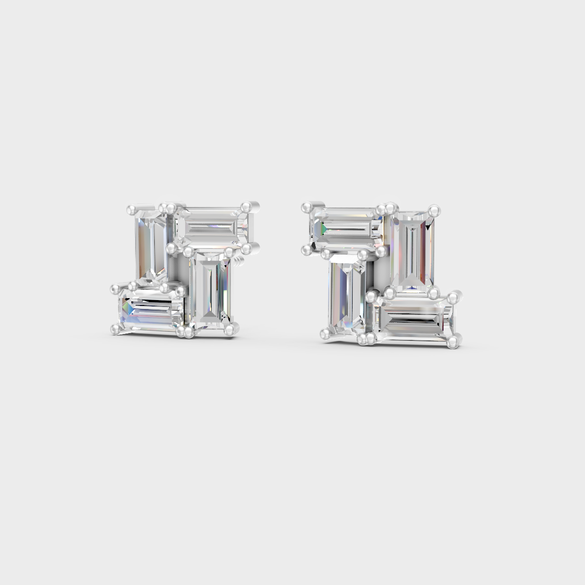 2.88 Ct Baguette Cut Lab Diamond Stud Earrings