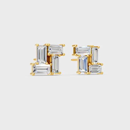 2.88 Ct Baguette Cut Lab Diamond Stud Earrings