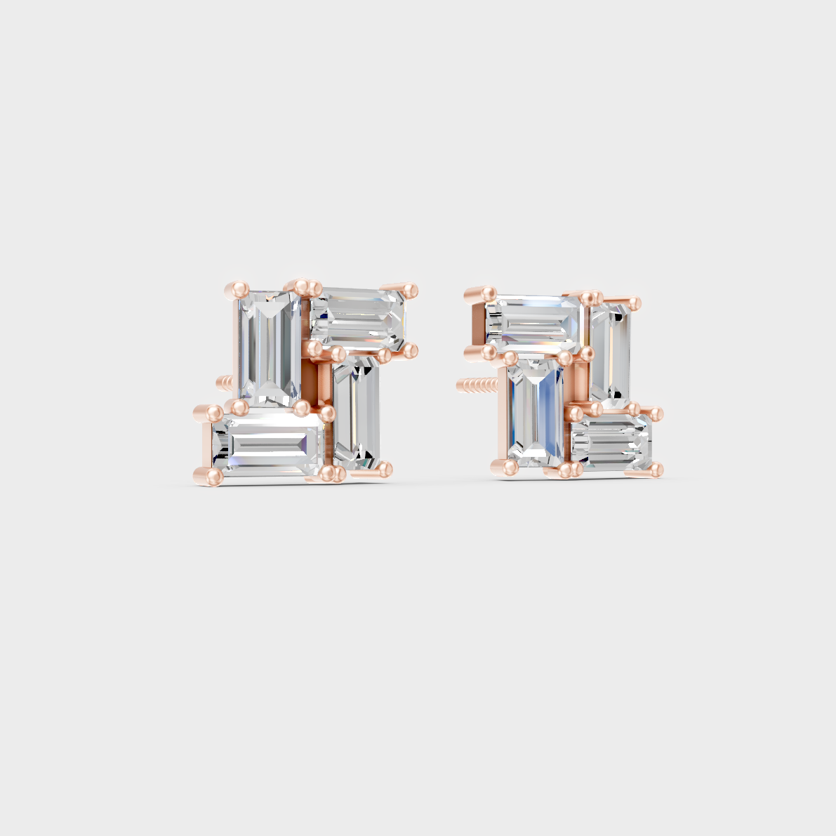 2.88 Ct Baguette Cut Lab Diamond Stud Earrings