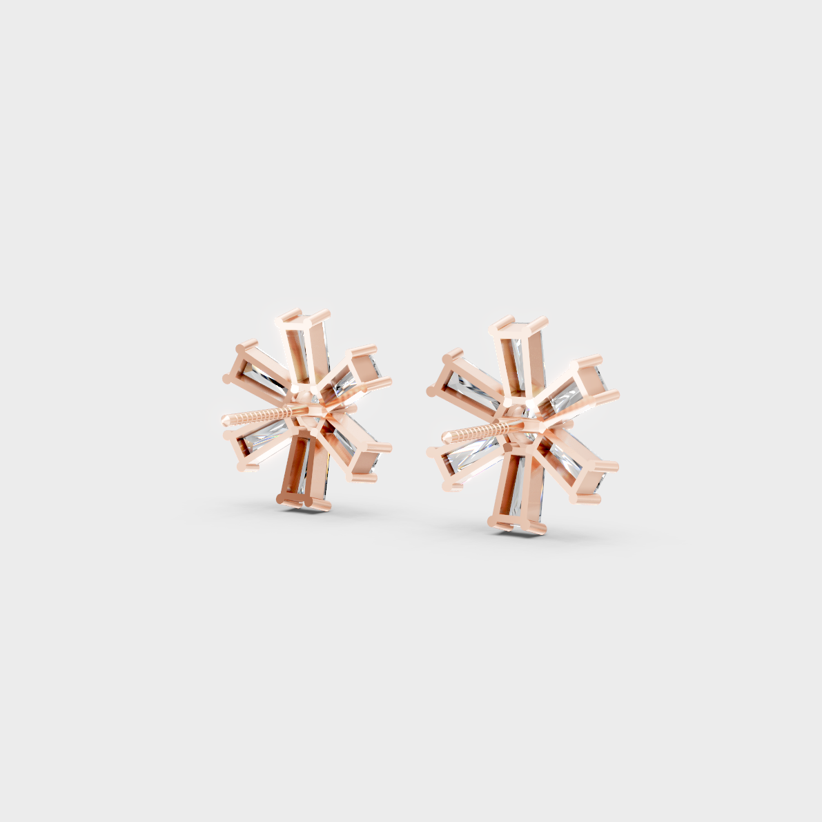 Premium jewelry box opening to reveal 2.16ct Mixed Cut Lab-Grown Diamond Studs in 14K Rose Gold.
