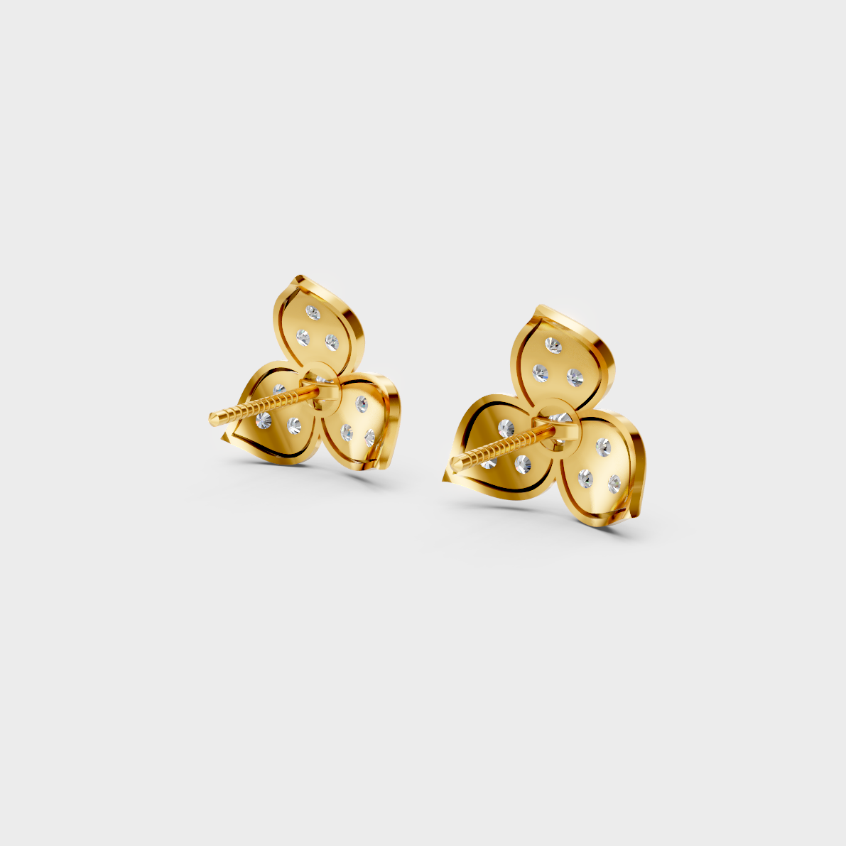 High-polish 14K Yellow Gold Setting supporting classic Round Cut Lab-Grown Diamond Stud Earrings.