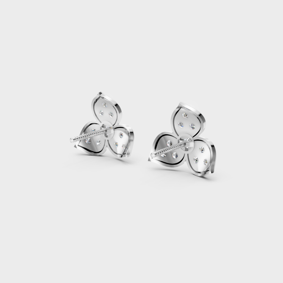 Contemporary style display of 0.66 Carat Sustainable Diamond Stud Earrings in radiant 18K White Gold.