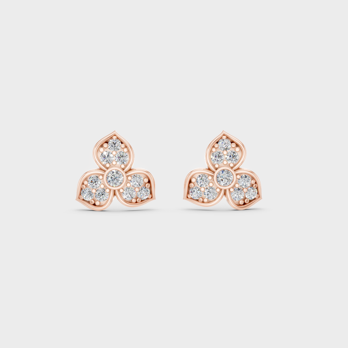 Top-down view displaying the Brilliant Sparkle of 0.66ct Round Lab-Grown Diamond Studs in 9K Rose Gold.