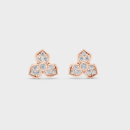 Top-down view displaying the Brilliant Sparkle of 0.66ct Round Lab-Grown Diamond Studs in 9K Rose Gold.