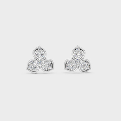 On-ear perspective highlighting the icy Brilliant Sparkle of 0.66ct White Gold Round Diamond Studs.