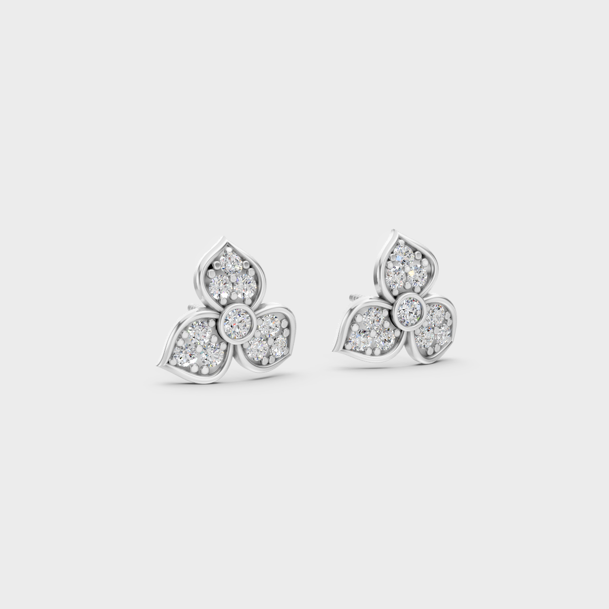 Precise prong placement securing brilliant stones on 950 Platinum Round Lab Diamond Stud Earrings.