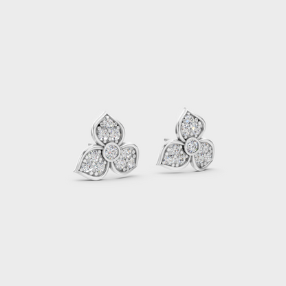 Precise prong placement securing brilliant stones on 950 Platinum Round Lab Diamond Stud Earrings.