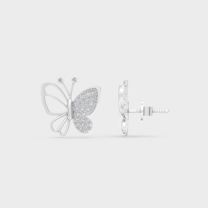 Breathtaking shine of 0.33 Carat Round Cut Lab-Grown Diamond Butterfly Stud Earrings in solid 950 Platinum.