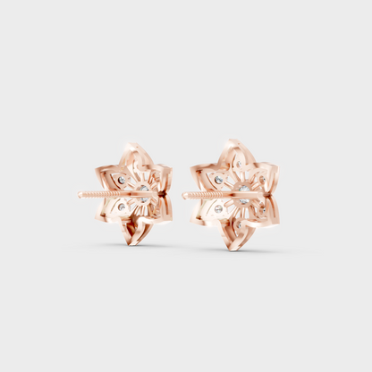 Premium jewelry box opening to reveal 0.44ct Round Lab-Grown Diamond Studs in 14K Rose Gold.