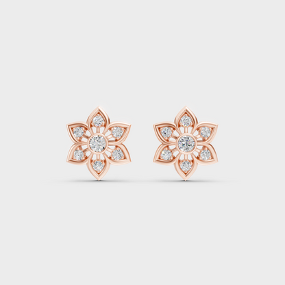Top-down view displaying the Brilliant Sparkle of 0.44ct Round Lab-Grown Diamond Studs in 9K Rose Gold.