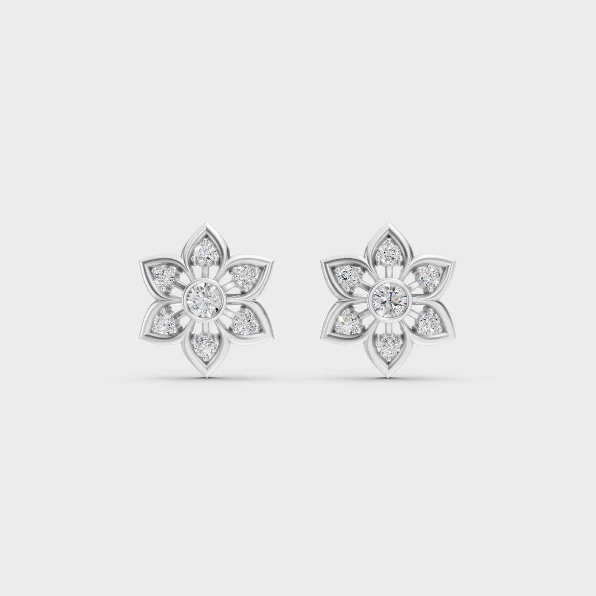 On-ear perspective highlighting the icy Brilliant Sparkle of 0.44ct White Gold Round Diamond Studs.