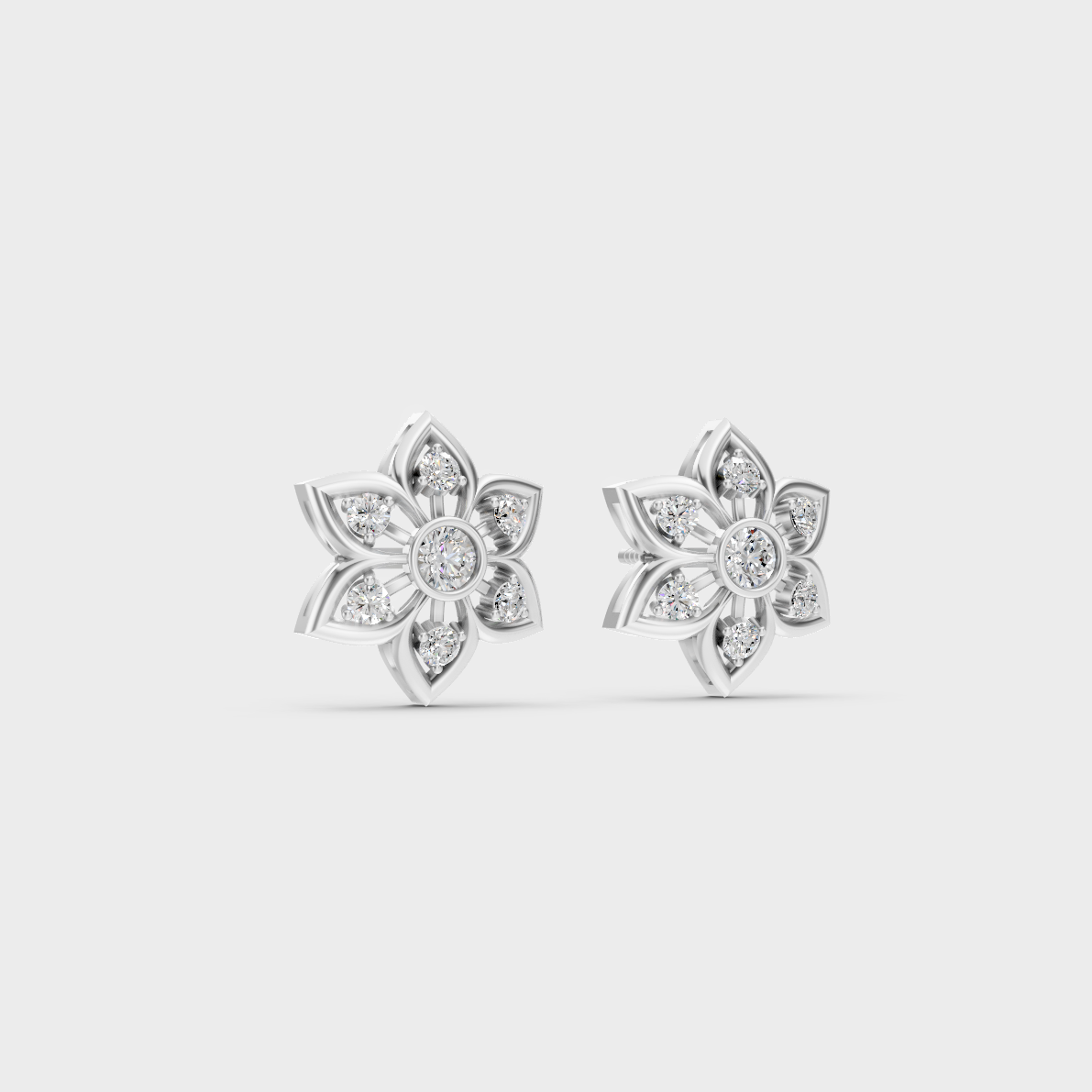 Precise prong placement securing brilliant stones on 950 Platinum Round Lab Diamond Stud Earrings.