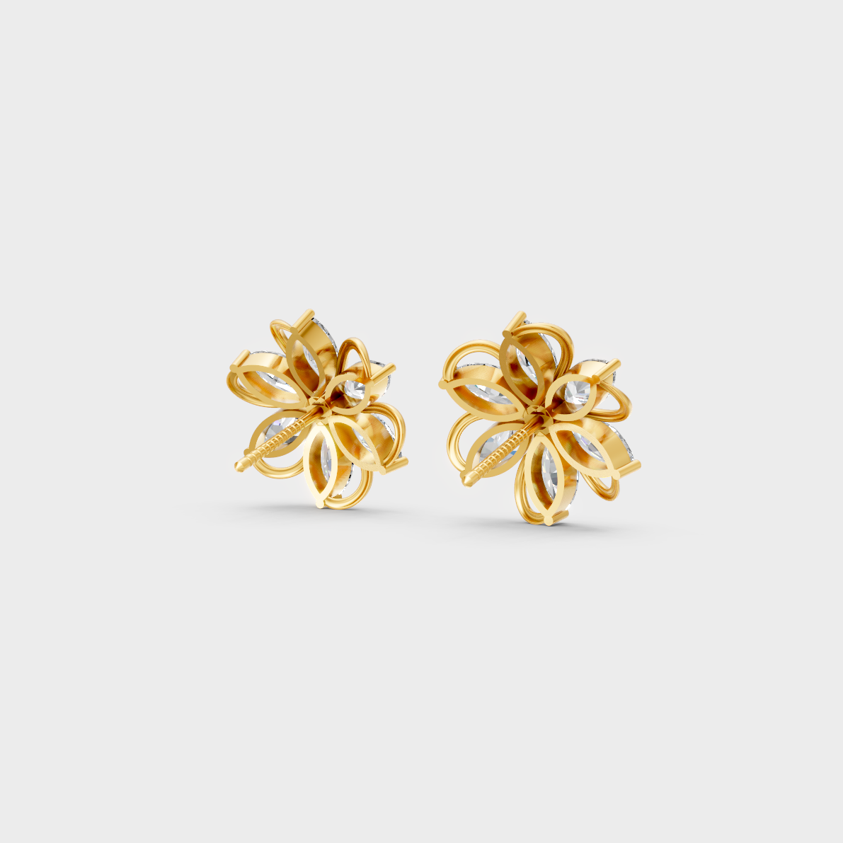 1.72 Ct Marquise & Round Lab Diamond Stud Earrings