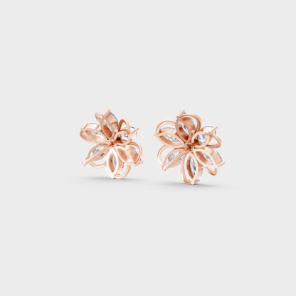 1.72 Ct Marquise & Round Lab Diamond Stud Earrings