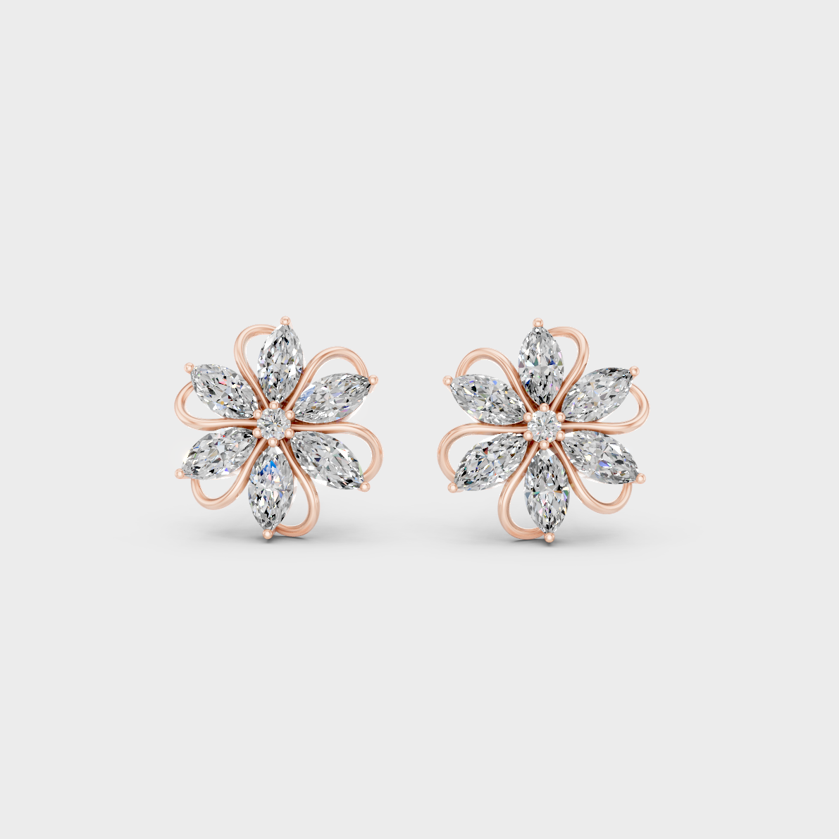 1.72 Ct Marquise & Round Lab Diamond Stud Earrings