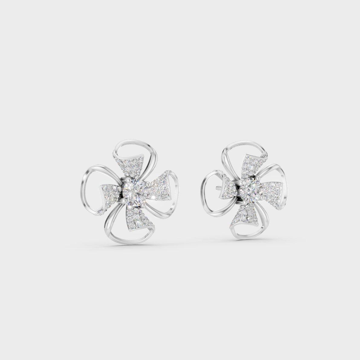 Precise prong placement securing brilliant stones on 950 Platinum Round Lab Diamond Stud Earrings.