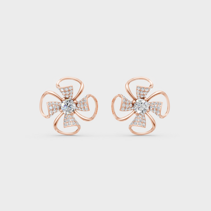 Top-down view displaying the Brilliant Sparkle of 0.82ct Round Lab-Grown Diamond Studs in 9K Rose Gold.
