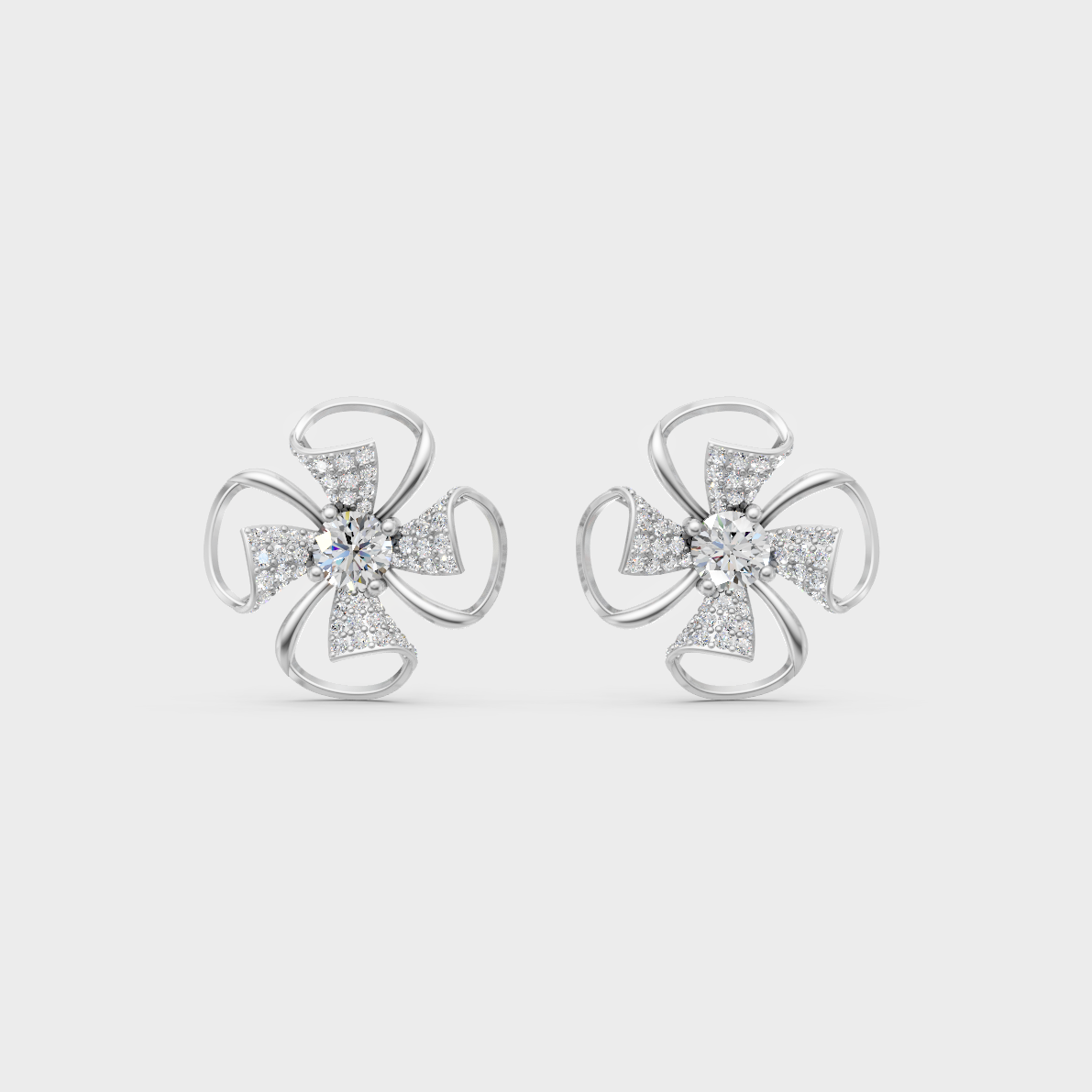 On-ear perspective highlighting the icy Brilliant Sparkle of 0.82ct White Gold Round Diamond Studs.