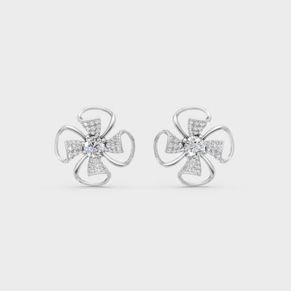 On-ear perspective highlighting the icy Brilliant Sparkle of 0.82ct White Gold Round Diamond Studs.
