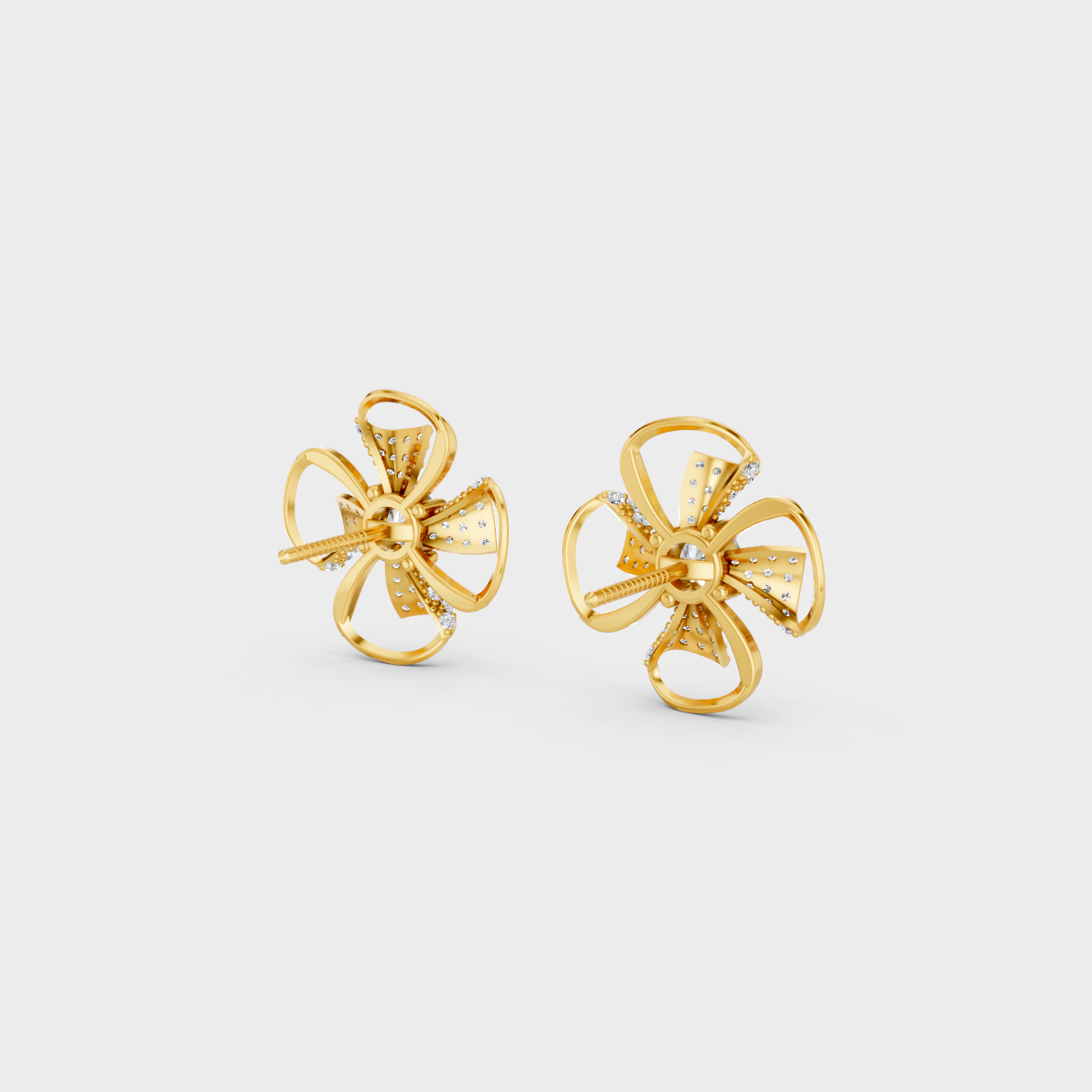 High-polish 14K Yellow Gold Setting supporting classic Round Cut Lab-Grown Diamond Stud Earrings.