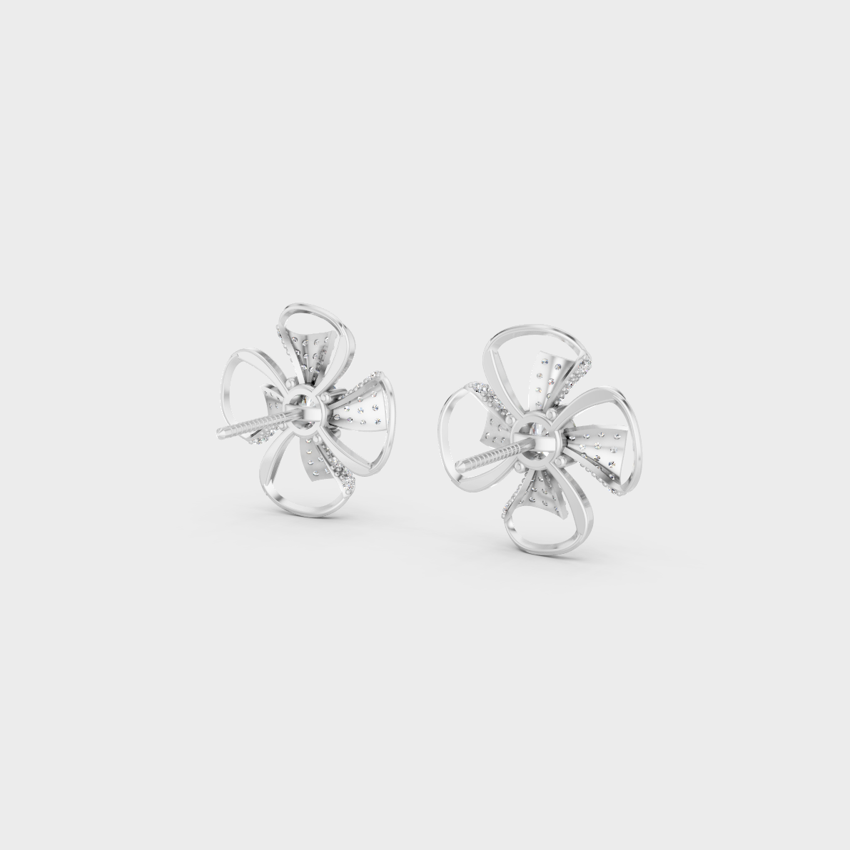 Contemporary style display of 0.82 Carat Sustainable Diamond Stud Earrings in radiant 18K White Gold.