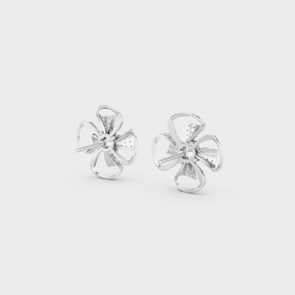 Contemporary style display of 0.82 Carat Sustainable Diamond Stud Earrings in radiant 18K White Gold.