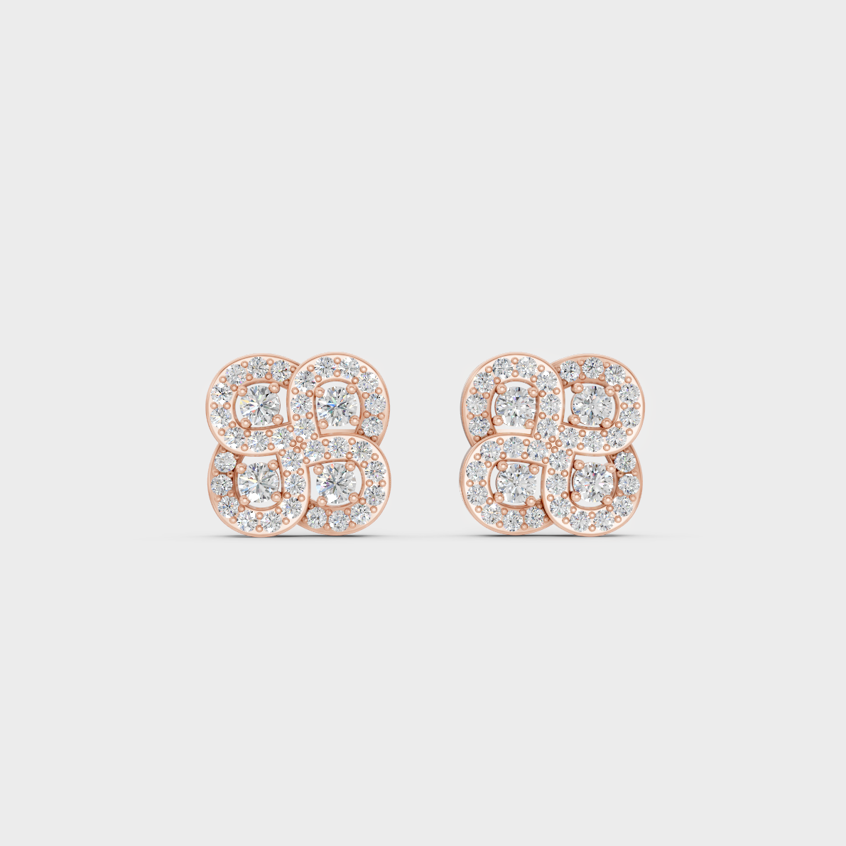 Top-down view displaying the Brilliant Sparkle of 0.56ct Round Lab-Grown Diamond Studs in 9K Rose Gold.