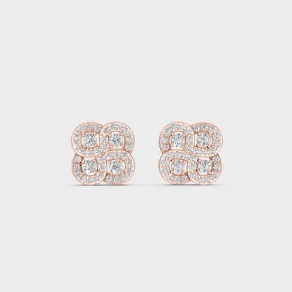 Top-down view displaying the Brilliant Sparkle of 0.56ct Round Lab-Grown Diamond Studs in 9K Rose Gold.