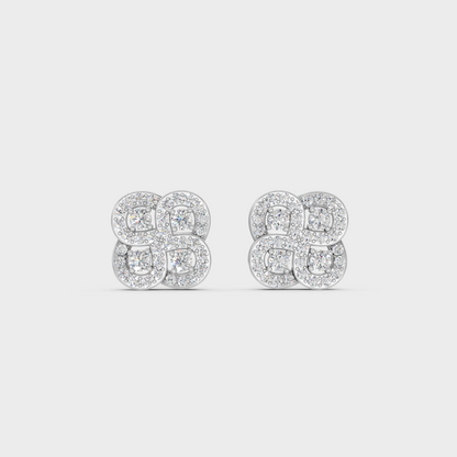 On-ear perspective highlighting the icy Brilliant Sparkle of 0.56ct White Gold Round Diamond Studs.