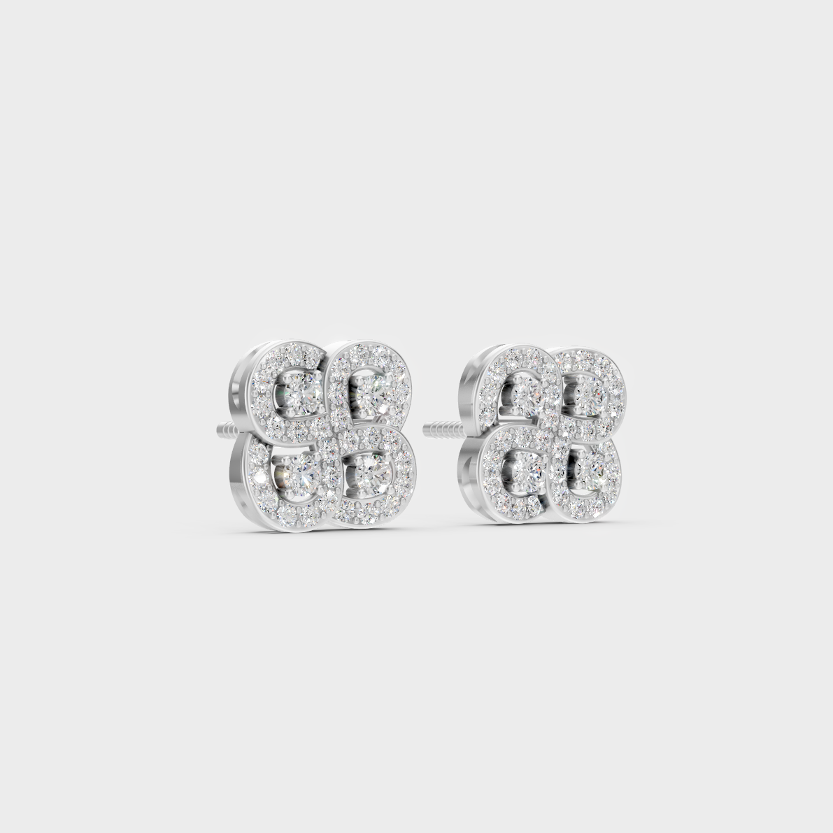 Precise prong placement securing brilliant stones on 950 Platinum Round Lab Diamond Stud Earrings.