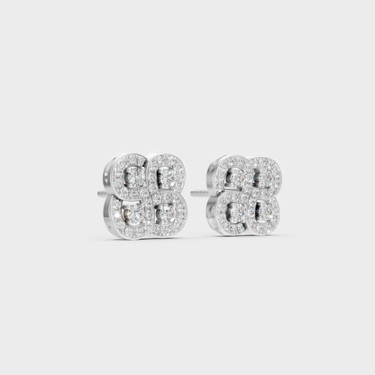 Precise prong placement securing brilliant stones on 950 Platinum Round Lab Diamond Stud Earrings.