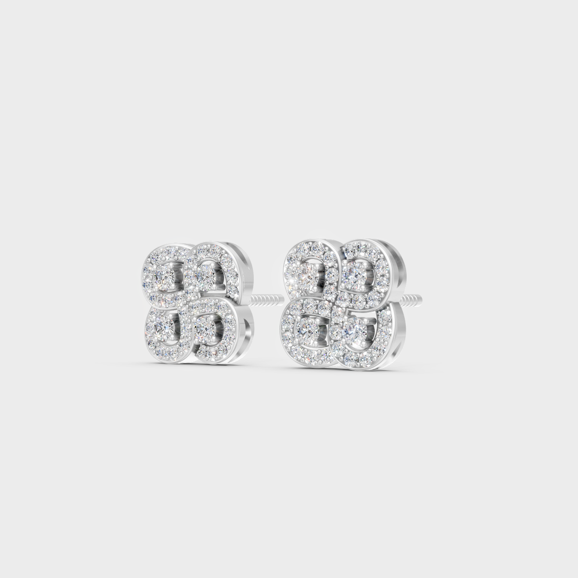 Frontal view of Ethical Luxury Solitaire Studs featuring Round Cut Lab Diamonds set in 14K White Gold.