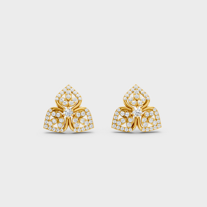 On-model ear wearing a pair of 0.56ct Round Lab-Grown Diamond Studs in classic 9K Yellow Gold.