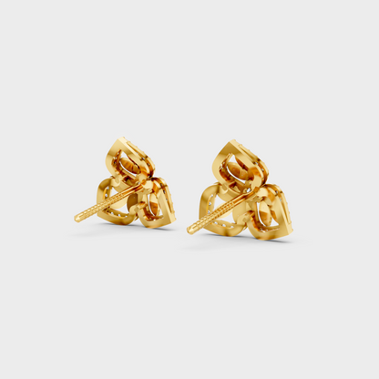 High-polish 14K Yellow Gold Setting supporting classic Round Cut Lab-Grown Diamond Stud Earrings.