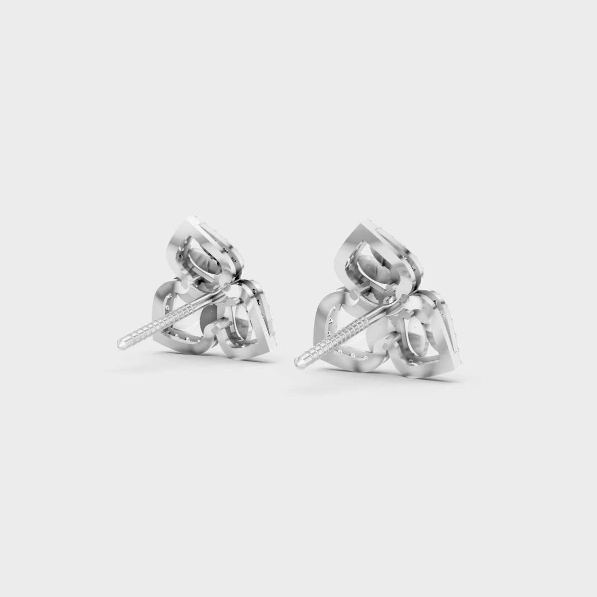 Contemporary style display of 0.56 Carat Sustainable Diamond Stud Earrings in radiant 18K White Gold.