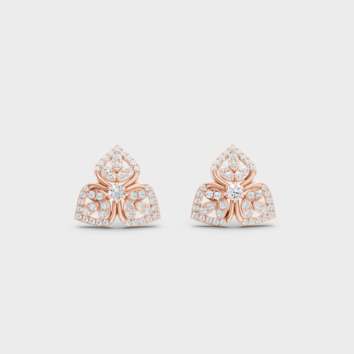 Top-down view displaying the Brilliant Sparkle of 0.56ct Round Lab-Grown Diamond Studs in 9K Rose Gold.