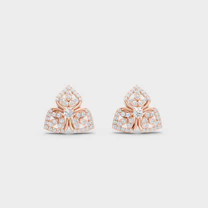Top-down view displaying the Brilliant Sparkle of 0.56ct Round Lab-Grown Diamond Studs in 9K Rose Gold.