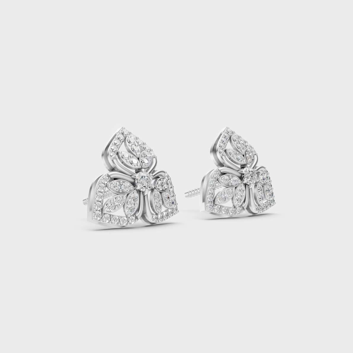 Precise prong placement securing brilliant stones on 950 Platinum Round Lab Diamond Stud Earrings.