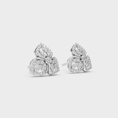 Precise prong placement securing brilliant stones on 950 Platinum Round Lab Diamond Stud Earrings.