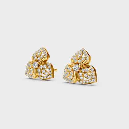 Side angle showing the secure backing and Brilliant Sparkle of Ethical Luxury Solitaire Studs in 18K Yellow Gold.
