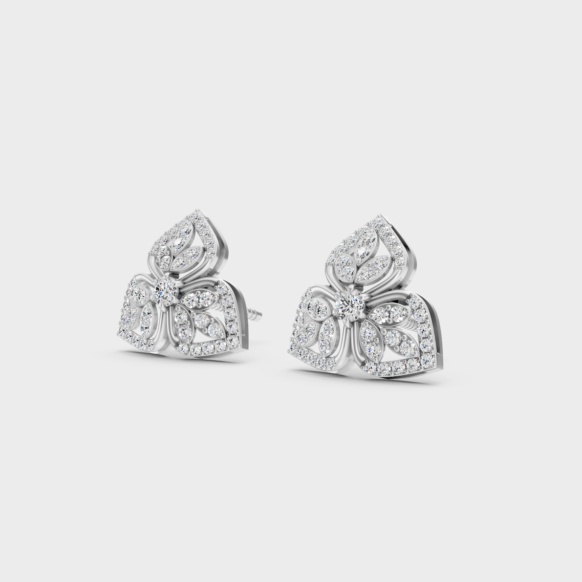 Frontal view of Ethical Luxury Solitaire Studs featuring Round Cut Lab Diamonds set in 14K White Gold.