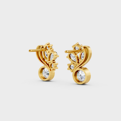 High-polish 14K Yellow Gold Setting supporting modern Multi-Shape Lab-Grown Diamond Studs.