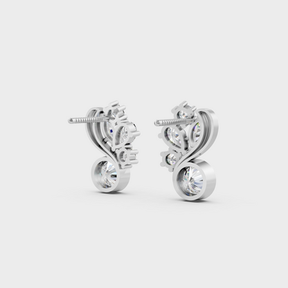 Contemporary style display of 1.4 Carat Sustainable Diamond Stud Earrings in radiant 18K White Gold.