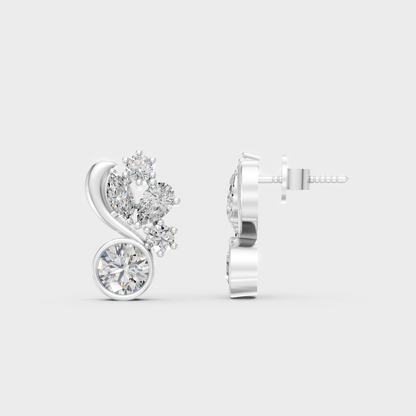 Breathtaking shine of 1.4 Carat Multi-Shape Round, Pear, and Marquise Cut Lab-Grown Diamond Stud Earrings in solid 950 Platinum.