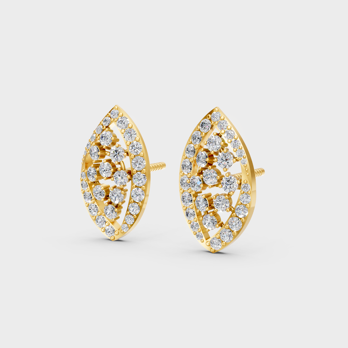 Side angle showing the secure backing and Brilliant Sparkle of Ethical Luxury Solitaire Studs in 18K Yellow Gold.