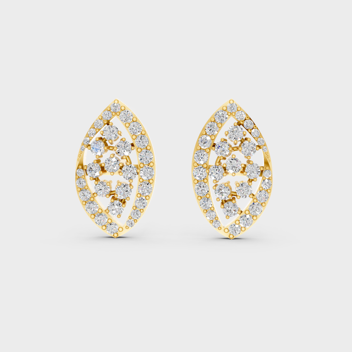 On-model ear wearing a pair of 0.48ct Round Lab-Grown Diamond Studs in classic 9K Yellow Gold.