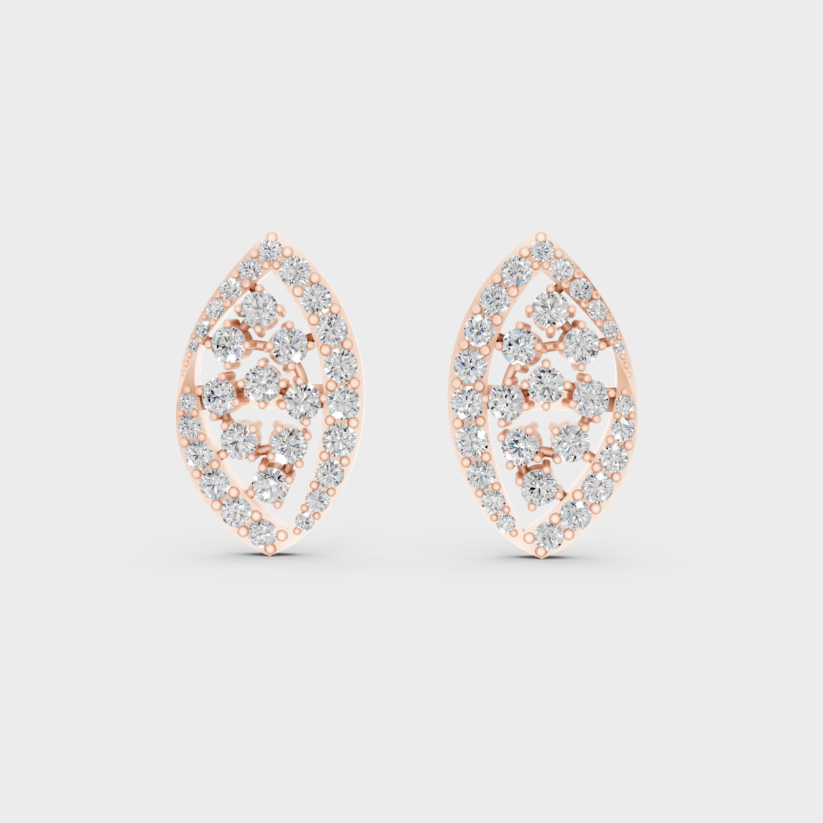 Top-down view displaying the Brilliant Sparkle of 0.48ct Round Lab-Grown Diamond Studs in 9K Rose Gold.