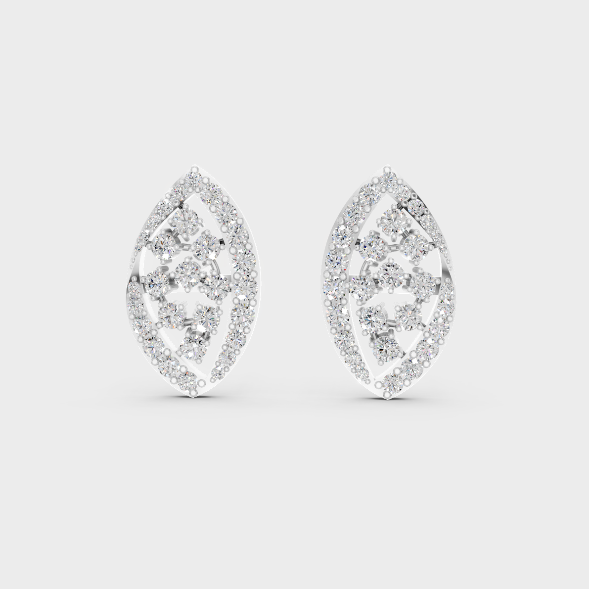 On-ear perspective highlighting the icy Brilliant Sparkle of 0.48ct White Gold Round Diamond Studs.