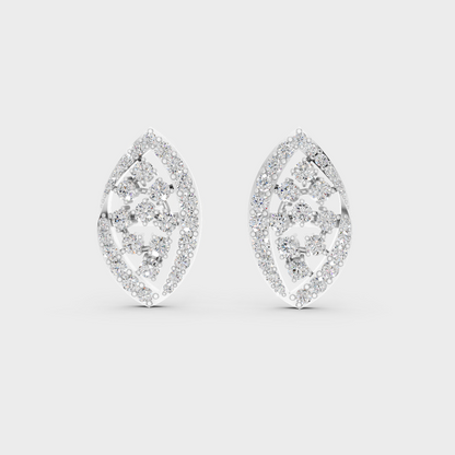 On-ear perspective highlighting the icy Brilliant Sparkle of 0.48ct White Gold Round Diamond Studs.